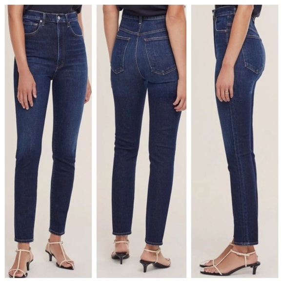 Agolde Pinch Waist Skinny Jean Dark Blue Wash 16948 - Picture 1 of 16